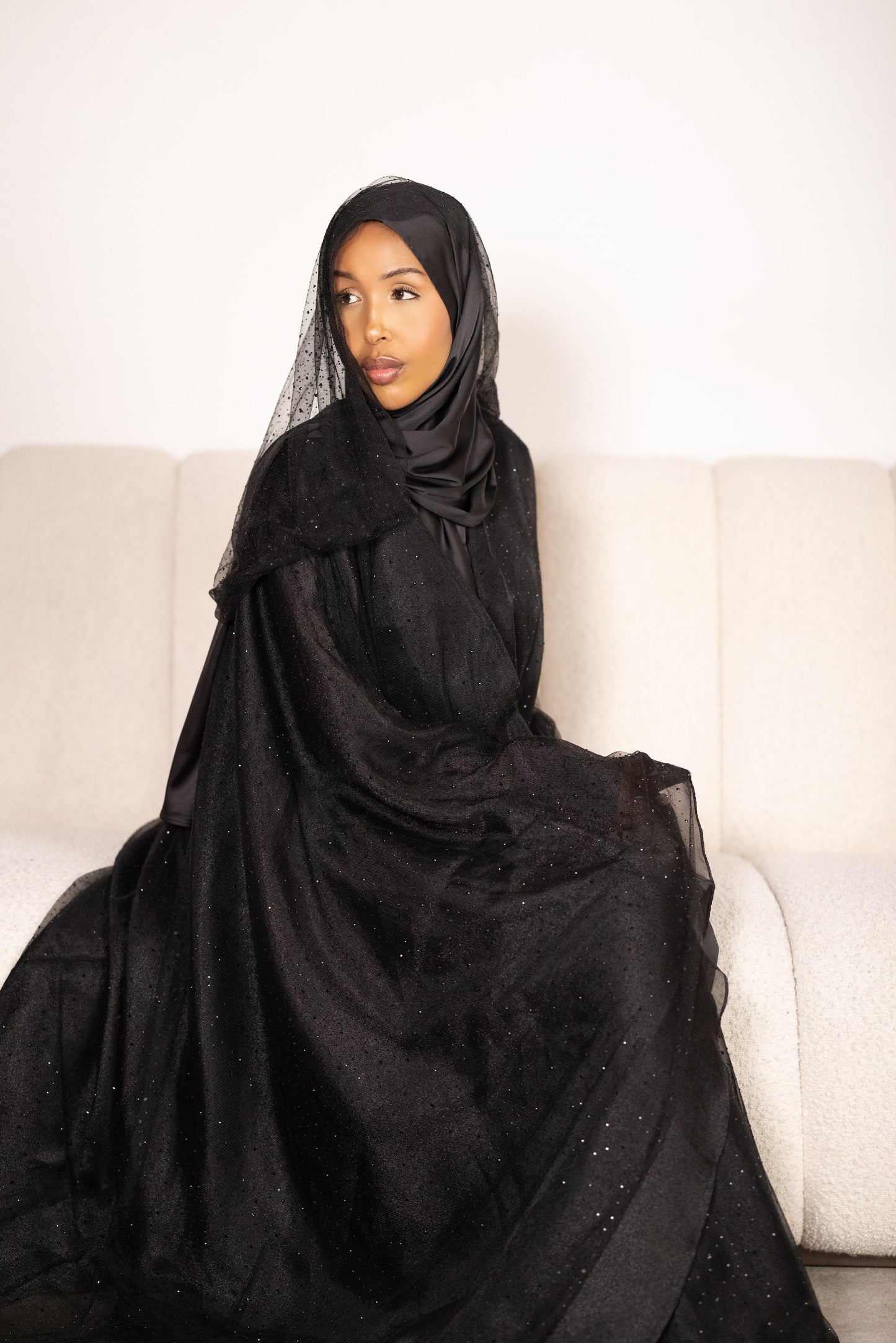Lamya Hooded Cape Set- Midnight Black-0