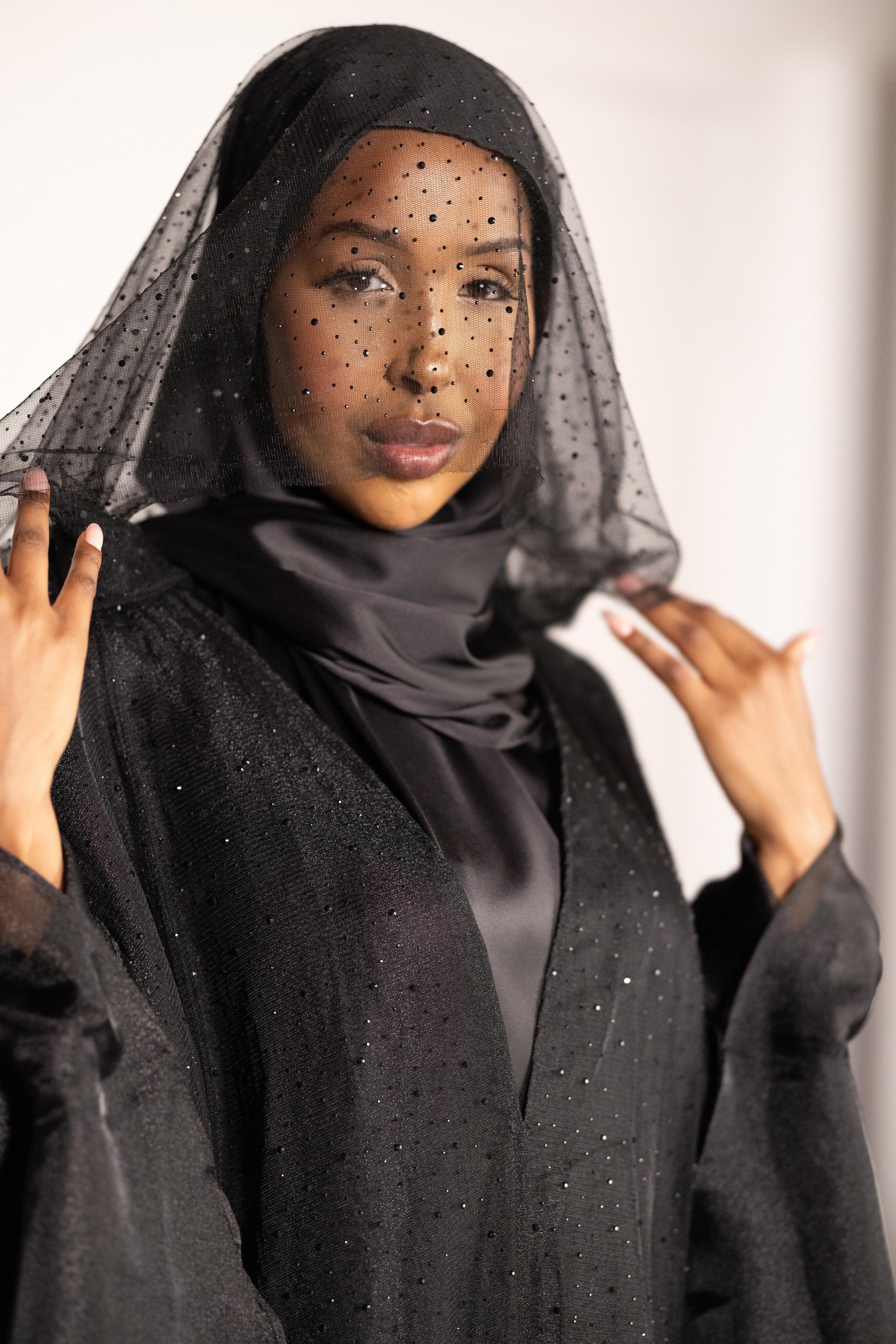 Lamya Hooded Cape Set- Midnight Black-1